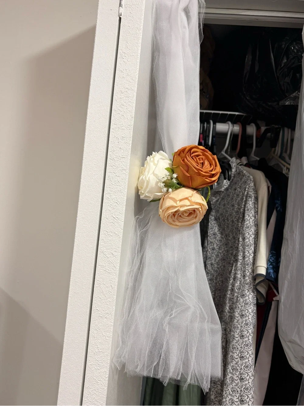 Tulle Floral church pews - Cream & Burnt Orange